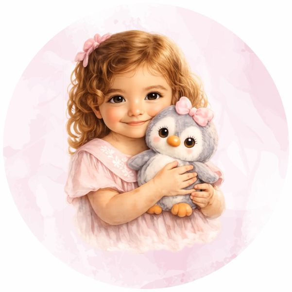 Painel Tecido Redondo Pinguim Cut